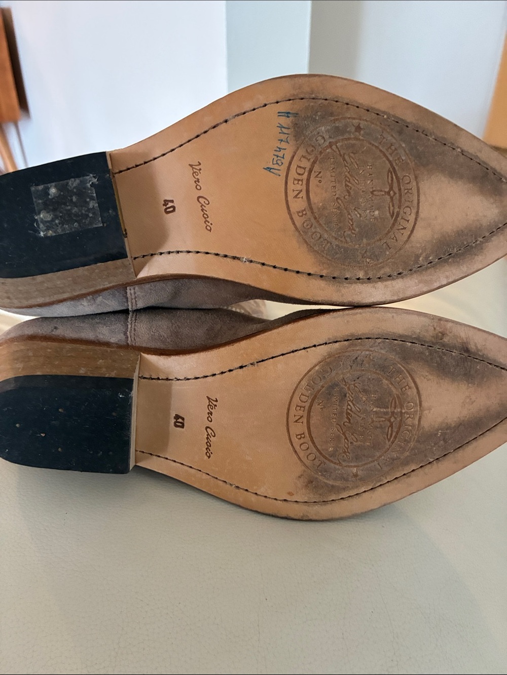 Golden Goose Suede Western Cowboy Boots in Taupe - Picture 5 of 7